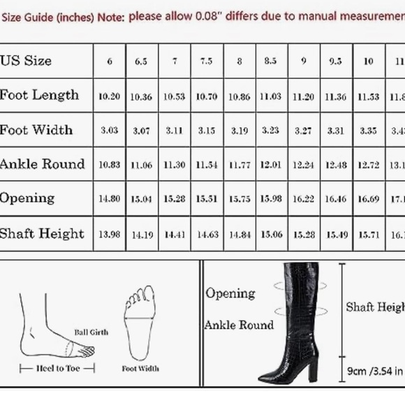 Modatope Women'sKnee High Boots Calf High Crocodile Boots Block Heel Pointed - Picture 8 of 13
